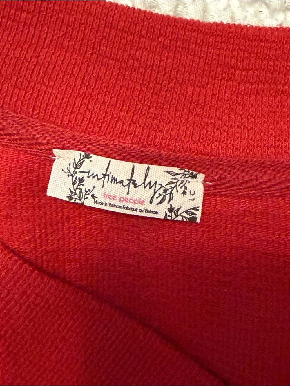 Free People Staycation V-Neck Pullover Lounge Top Sweatshirt L Cherry Red 🍒 - Picture 9 of 11